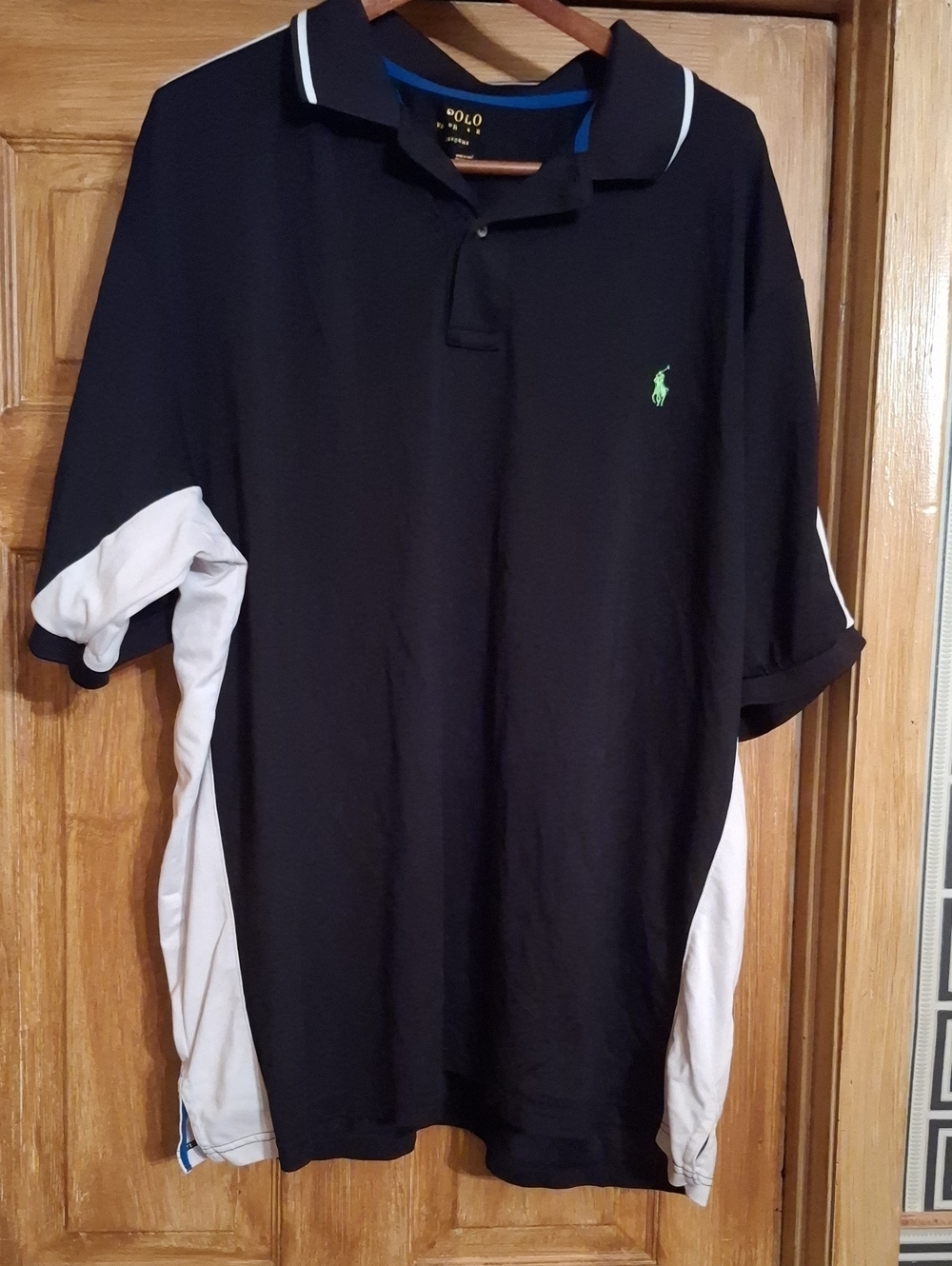 Polo by Ralph Lauren Black Polo with White Side Panels & Green Pony